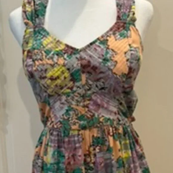 Ladies colorful summer halter dress - short with back tie - Size M - Picture 1 of 3